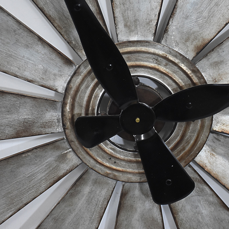 Vintage Farmhouse Industrial Large Galvanized Metal Windmill Wall Clock 
