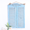 Shabby Chic French Country Distressed Blue Wood Mirror with Shutter