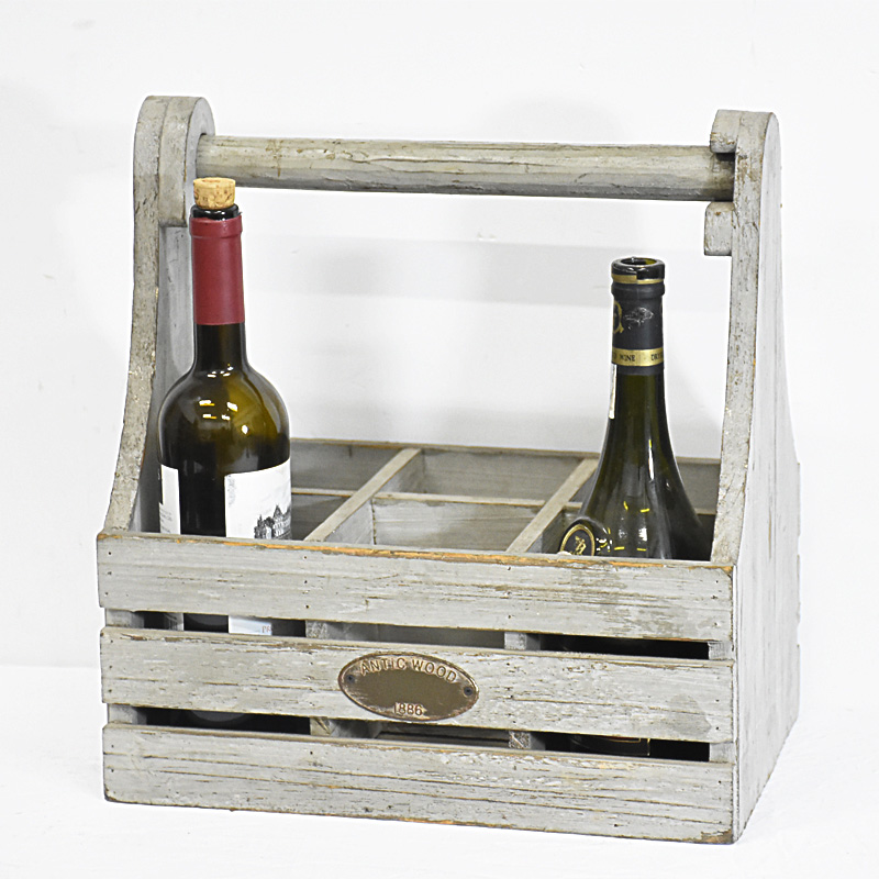Shabby Chic Rustic Wooden Wine Carrier