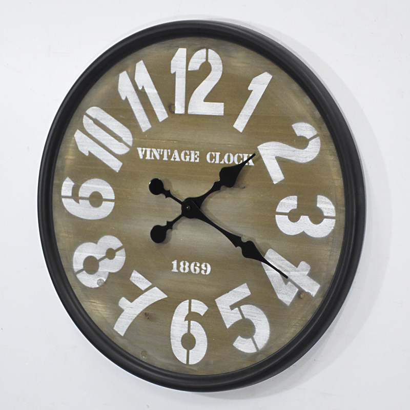 "23" Round Metal & Wood Clock Black/White