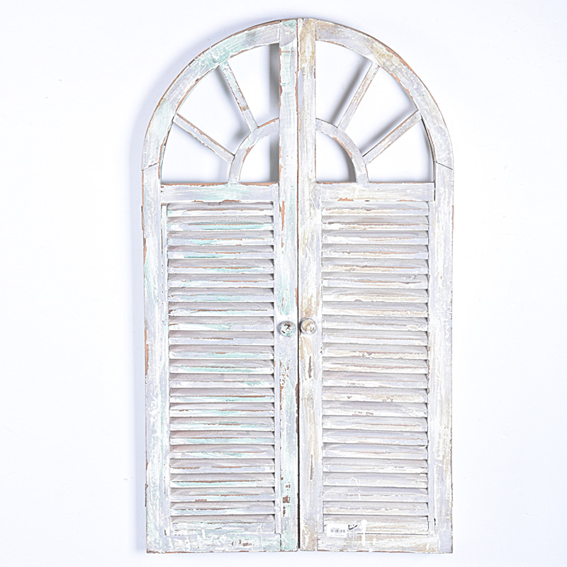 Shabby Chic Vintage Rustic White Handmade Decorative Wooden Window Shutter Wall Mirror