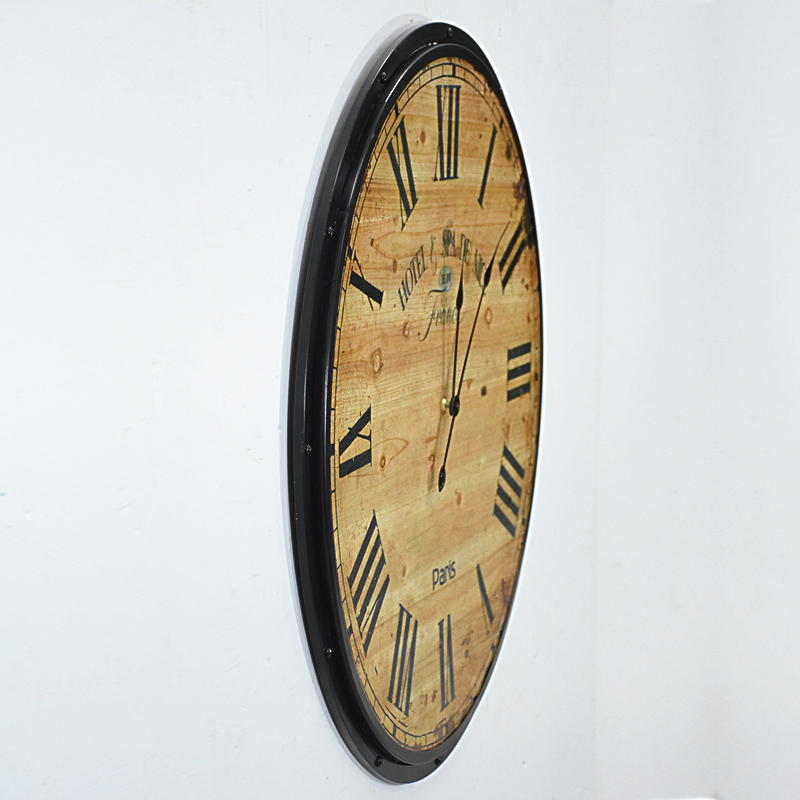 Handmade Oversized Retro Rustic Decorative Wooden Wall Clock for Gift