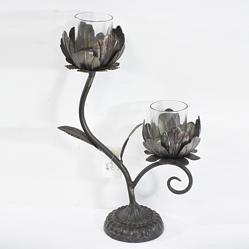 Vintage Flower Shape Votive Candle Holder Black