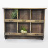 6 Slots Antique Rustic Wooden Wall Cube Shelf with Four Hooks