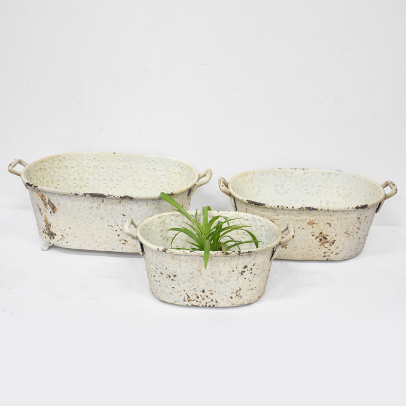 Wholesale Set of 3 Shabby Chic Metal Planter Flower Pot