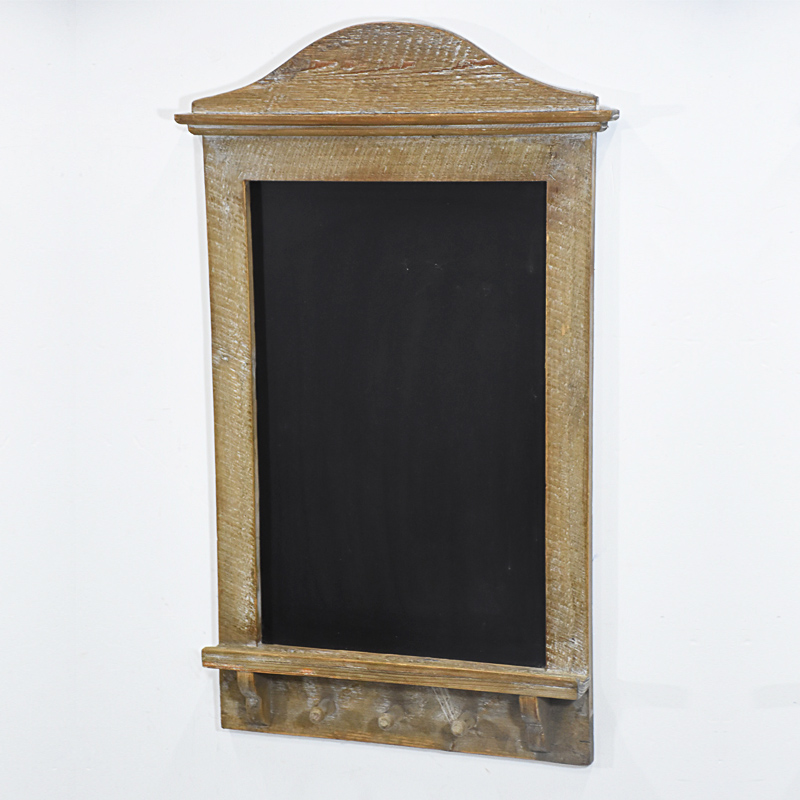 Vintage Brown Farmhouse Wall Mounted Chalkboard with Shelf And Hook 