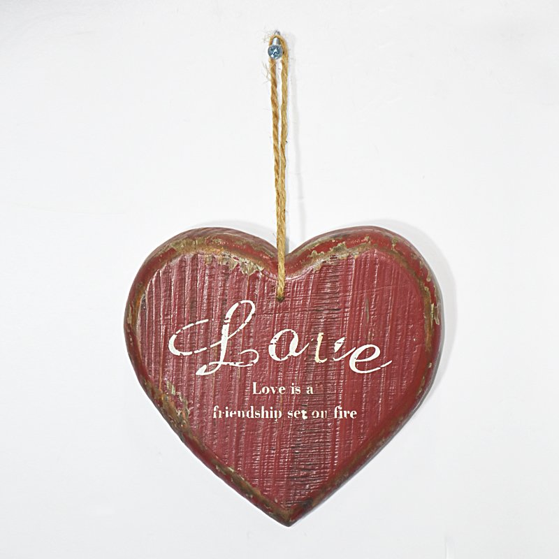 Mini Handmade Shabby Chic Vintage Hanging Wooden Heart Home Decoration