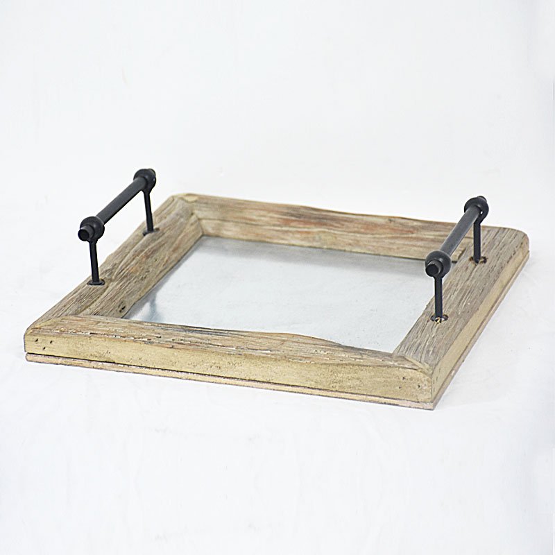  Rectangular Rustic Farmhouse Countray Style Home Wood Serving Tray with Handle