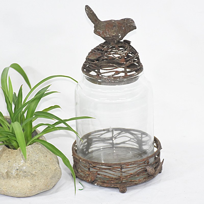 Rustic Vintage Decorative Craft Glass Candle Jar And Lids