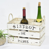 Vintage Shabby Chic White Wood Crate 6 Bottles Wine Holder