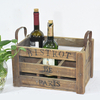 Natural Farmhouse Style Wooden Beer Bottle Crates with Metal Handle