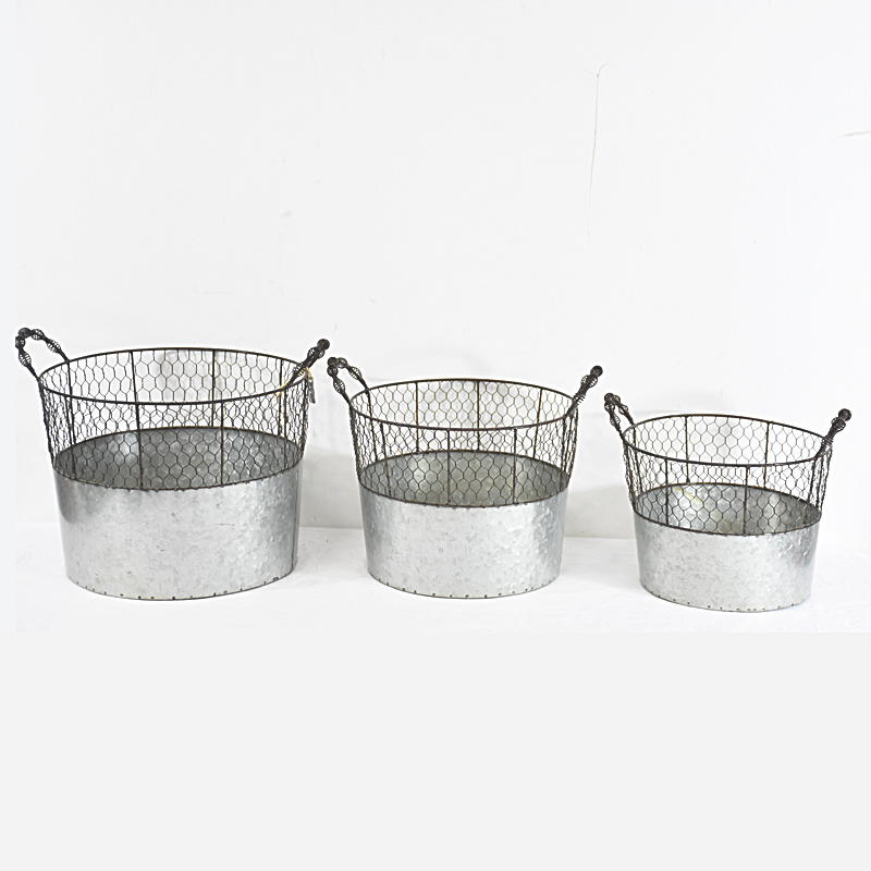 Industrial Rust Finish Chi Gray Cheap Zinc Wire Basket