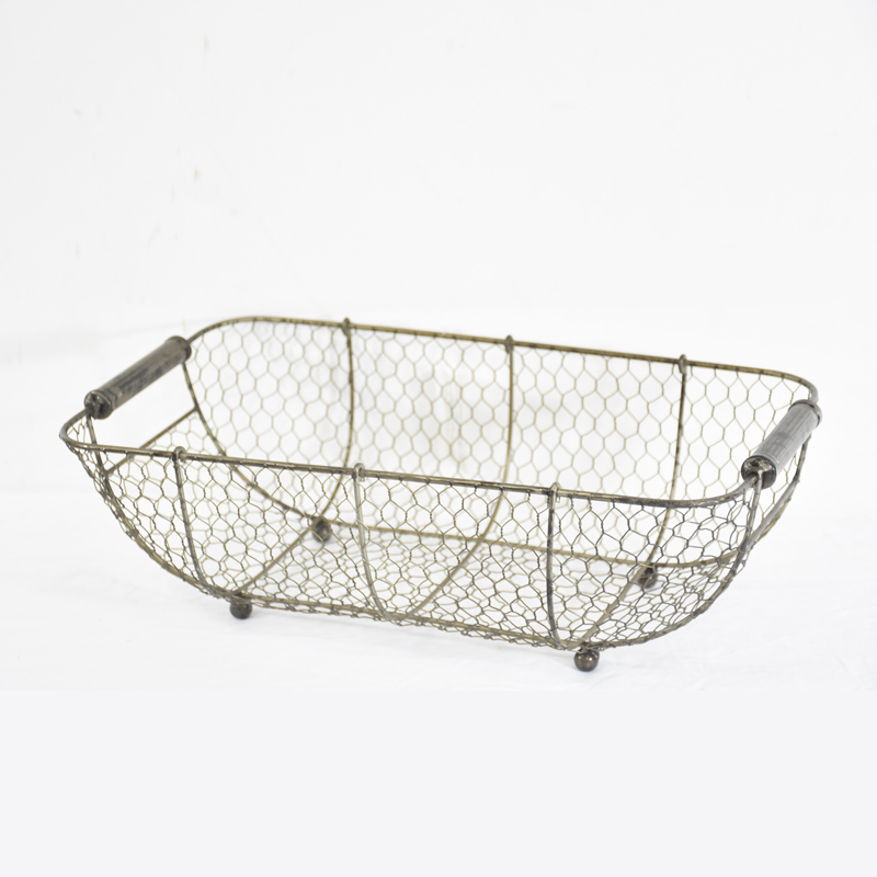  Set of 2 Antique Metal Wire Fruit Basket