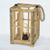 vintage rustic style natural wooden lantern with LED 