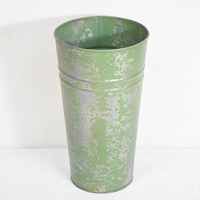 Shabby Chic Green Galvanized Metal Vase