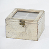 4 Compartments Glass Lid Rustic Shabby Chic Wooden Box