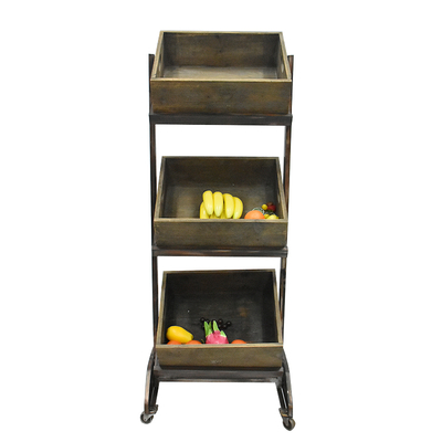 High quality Large Rustic wooden supermarket fruit and vegetable display rack