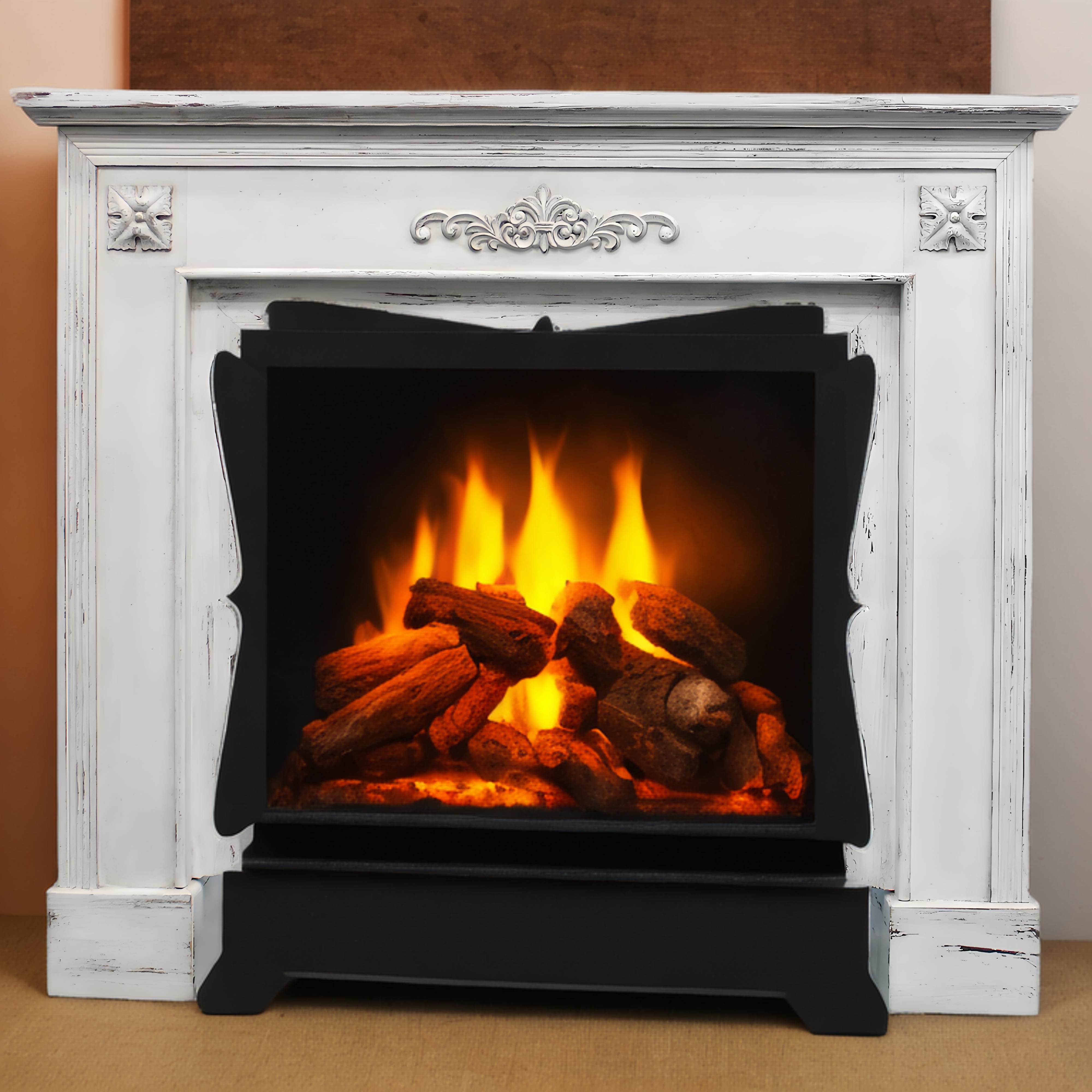 Luckywind Home Decor French Style Rustic Indoor Decorative Fireplace Surround Shabby Chic Distressed White Wood Mantel Shelf Manufacturer