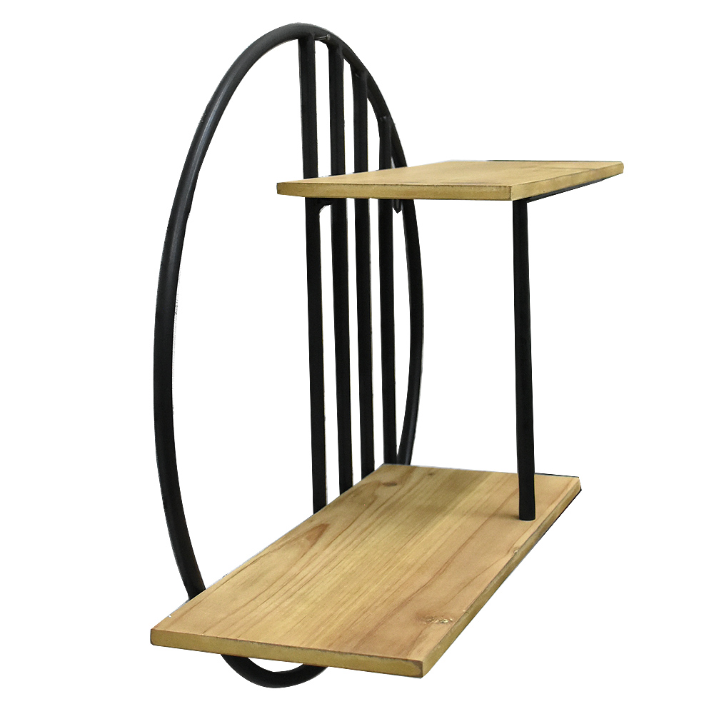 Customizable Rustic Wood And Metal 2-Tier Floating Shelves Wholesale Wall Mounted Decorative Shelves for Kitchen Living Room