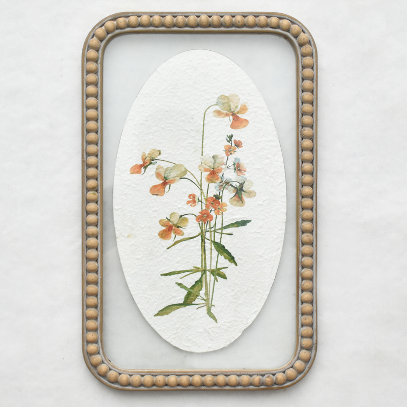 Nordic Style Boho Wood Bead Frame Leaves Flower Wall Picture Home Decoration Gift Hanging Framed Wall Art Print for Home Decor