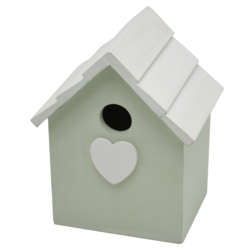 Chic Rustic Fresh Green&White Handmade Wooden Small Birdhouse