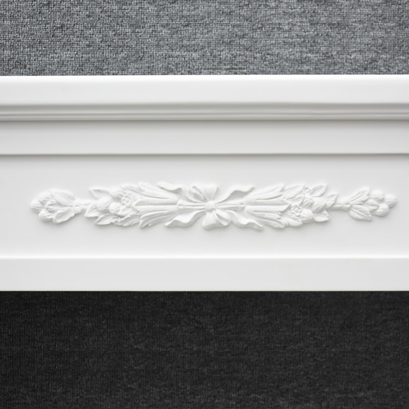 Luckywind Modern White Wood MDF Fireplace Mantel, Surround Mantels for Fireplace With Decorative Pattern Interior