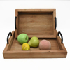Set of 2 Distressed Wood Serving Trays with Metal Handles