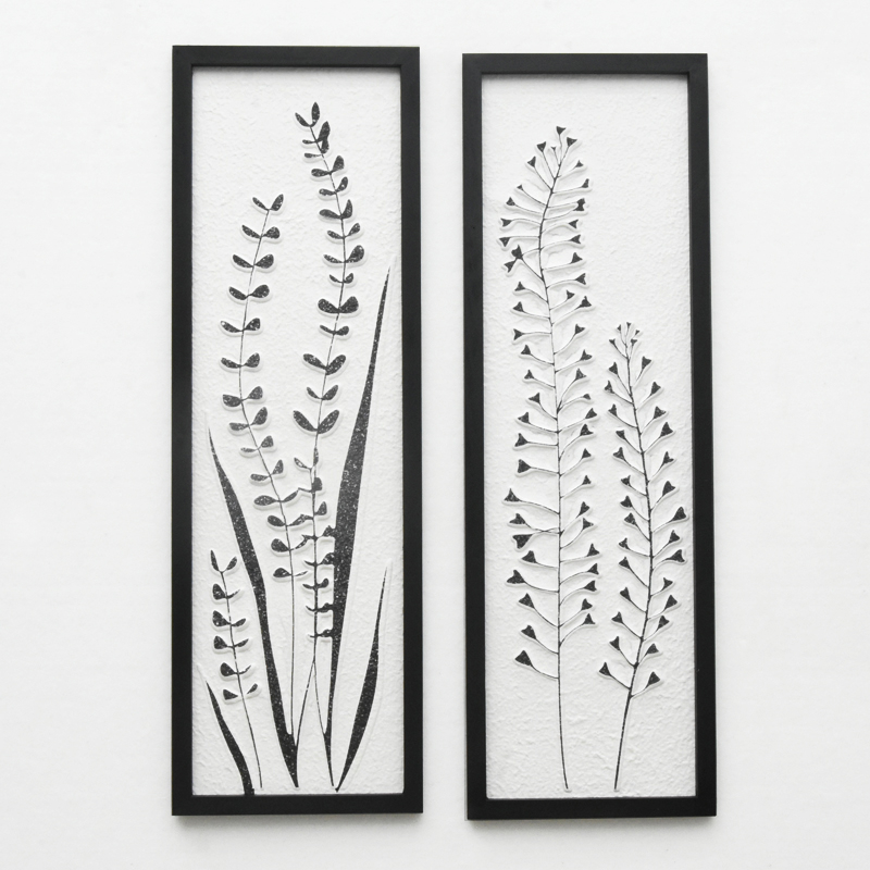 Unique Handmade Modern Farmhouse Wooden Frame Recycle Paper Paintings Plant Print Home Decor Wall Art Wood Wall Hanging Decor