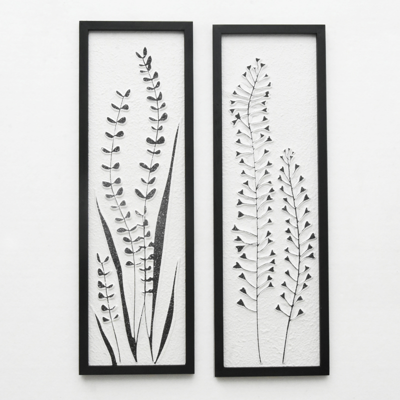 Unique Handmade Modern Farmhouse Wooden Frame Recycle Paper Paintings Plant Print Home Decor Wall Art Wood Wall Hanging Decor