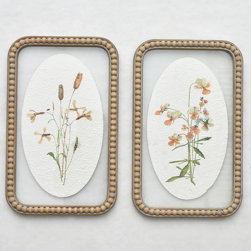 Nordic Style Boho Wood Bead Frame Leaves Flower Wall Picture Home Decoration Gift Hanging Framed Wall Art Print for Home Decor
