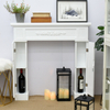 Luckywind Modern White Wood MDF Fireplace Mantel, Surround Mantels for Fireplace With Decorative Pattern Interior
