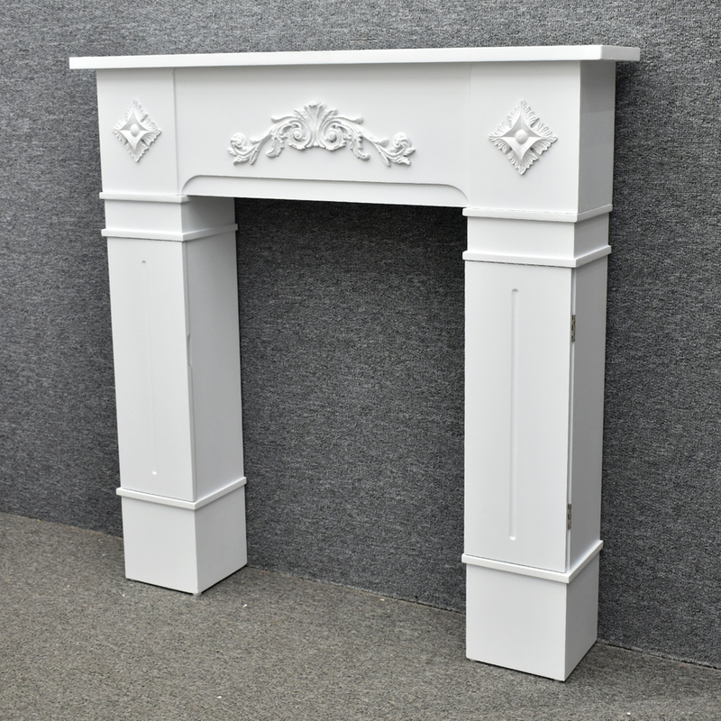 Modern French Style Classical Decorative Freestanding Antique Indoor White Wood Fireplace Mantel for Living Room Wholesale