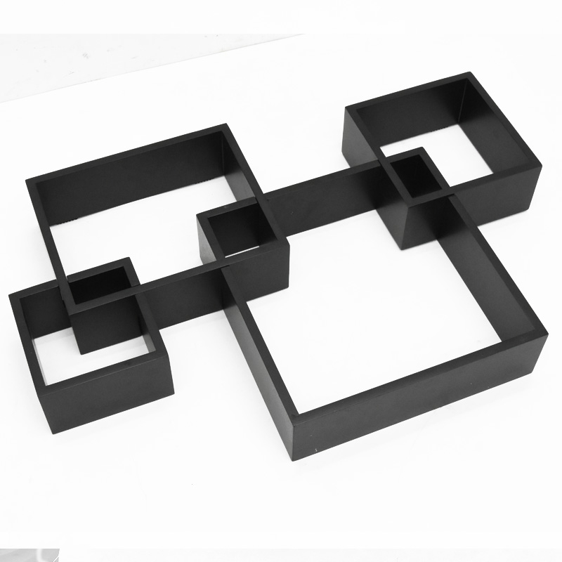 Luckywind Modern Style MDF Wall Decor Hanging Shelf Cube Trendy Geometric Floating Shelves in Wood for Living Room Home Decor
