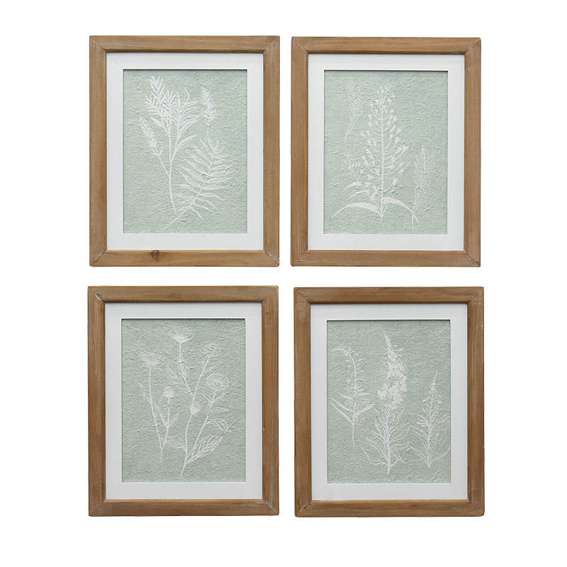 Customization Framed Gallery Printable Wall Art Green and White Prints Wall Art Leaves and Flower Wall Art Print for Living Room