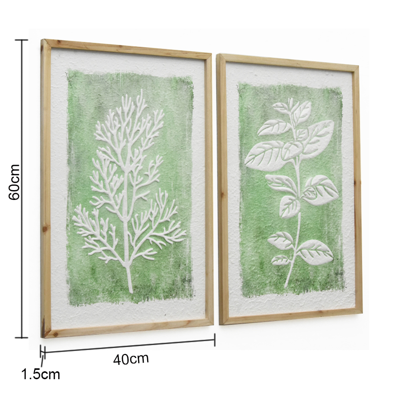 French Country Style Handmade Square Wood Framed Recycle Paper Print Wall Art for Living Room and Hotel Wall Decorative