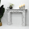 Distressed White Decorative Fireplace Mantel, Vintage Wooden Fireplace Surround Frame, Shabby Chic Fireplace Mantel Shelf for Home Decor & Photo Backdrop