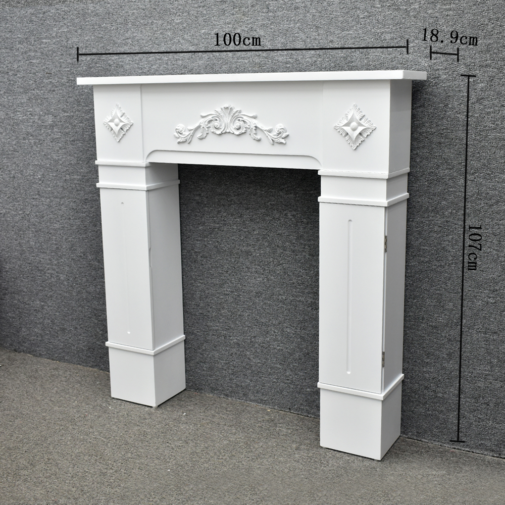 Modern French Style Classical Decorative Freestanding Antique Indoor White Wood Fireplace Mantel for Living Room Wholesale