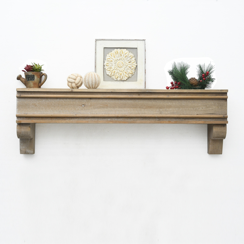 Home Decor Handmade French Style Wooden Fireplace Floating Mantel Shelf Modern Farmhouse Wood Mantels for Over Fireplace