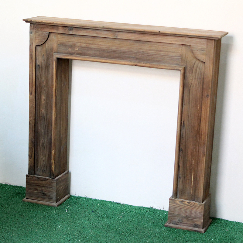 Rustic European Style Freestanding Fireplace Mantel Vintage Distressed Wood Indoor Living Room Decorative Mantel Surround
