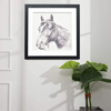 Customized Wholesale Natural Rustic Wooden Frame Canvas Painting Wooden Horse Wall decor For Living room