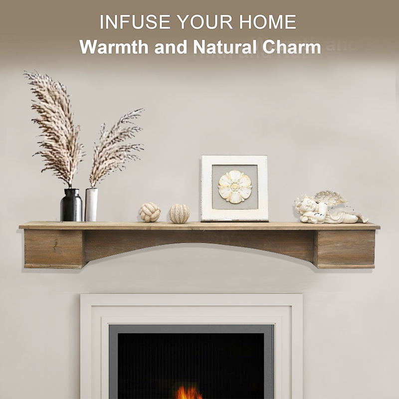 Customized Wood Fireplace Mantel 59 Inch Handcrafted Fireplace Mantel Shelf Farmhouse Fireplace Mantle Shelves Floating Mantel