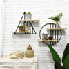 Customizable Rustic Wood And Metal 2-Tier Floating Shelves Wholesale Wall Mounted Decorative Shelves for Kitchen Living Room