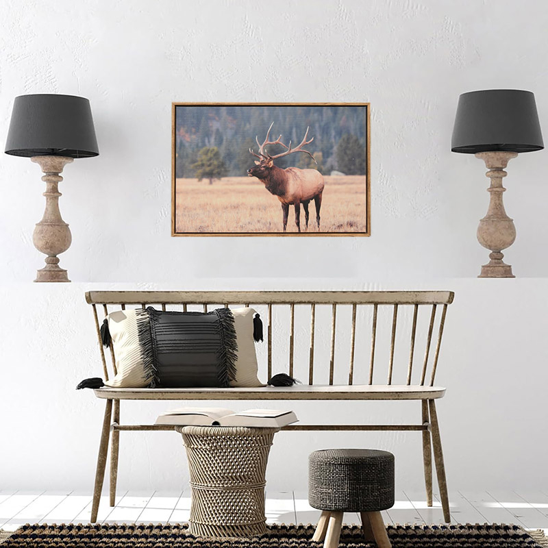 Framed Vintage Wall Art Classical Canvas Paintings Deer Animal Savanna Canvas Wall Art Prints For Bedroom Living Room Wall Decor