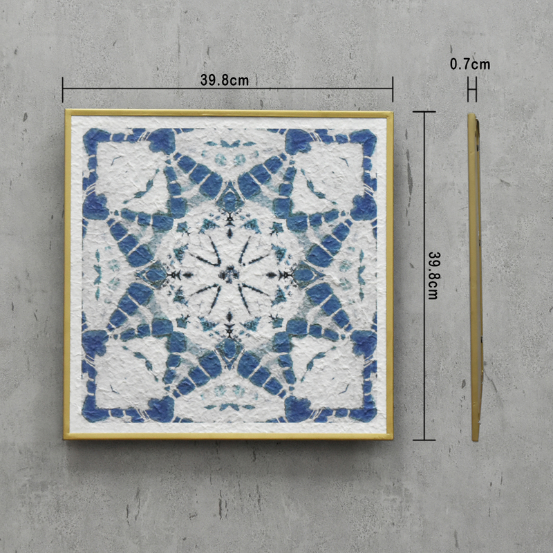 Factory Wholesale Sets of 4 Vintage Flowers Pattern Blue Paper Prints Metal Framed Abstract Wall Art for Bedroom Boho Wall Decor Artwork 