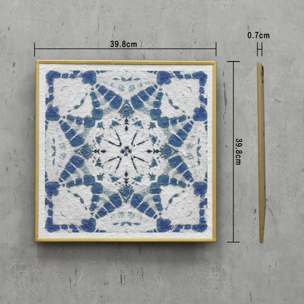 Factory Wholesale Sets of 4 Vintage Flowers Pattern Blue Paper Prints Metal Framed Abstract Wall Art for Bedroom Boho Wall Decor Artwork 