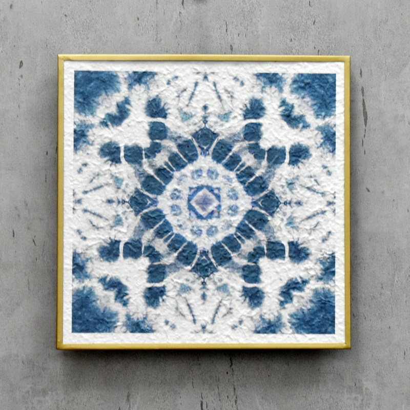 Factory Wholesale Sets of 4 Vintage Flowers Pattern Blue Paper Prints Metal Framed Abstract Wall Art for Bedroom Boho Wall Decor Artwork 