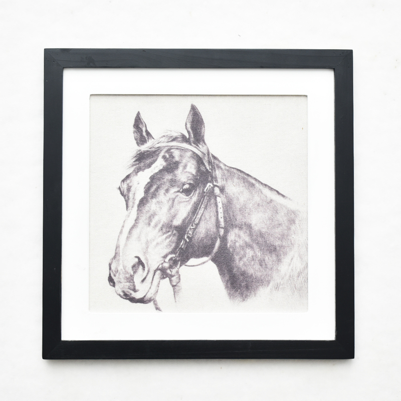 Customized Wholesale Natural Rustic Wooden Frame Canvas Painting Wooden Horse Wall decor For Living room