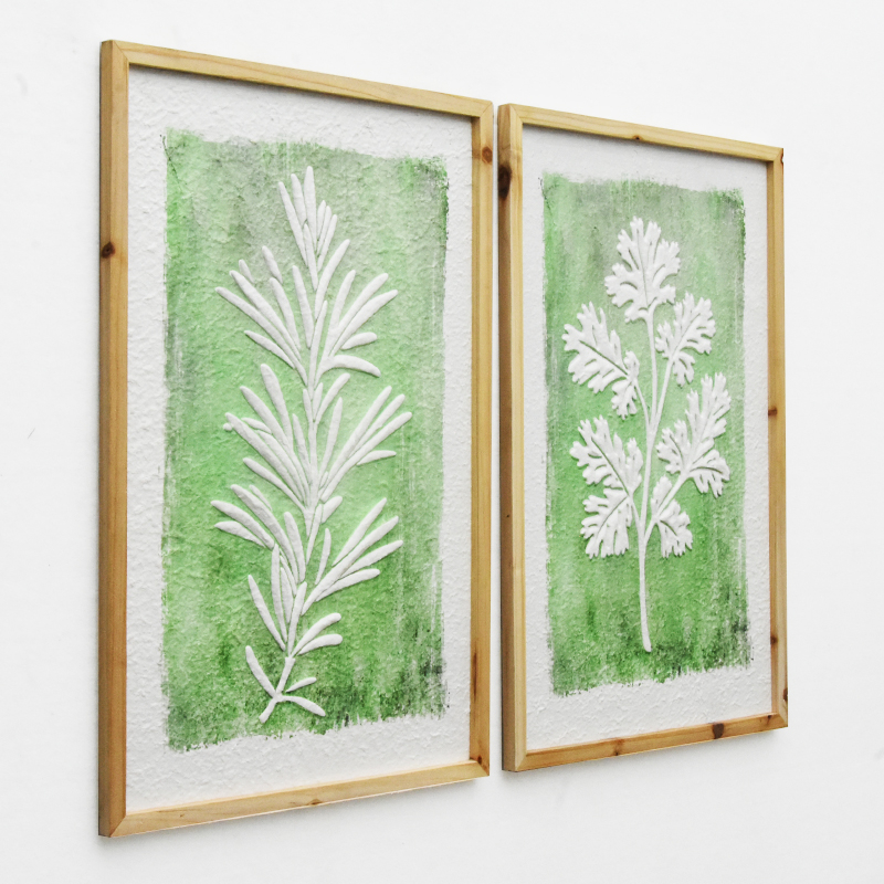 French Country Style Handmade Square Wood Framed Recycle Paper Print Wall Art for Living Room and Hotel Wall Decorative