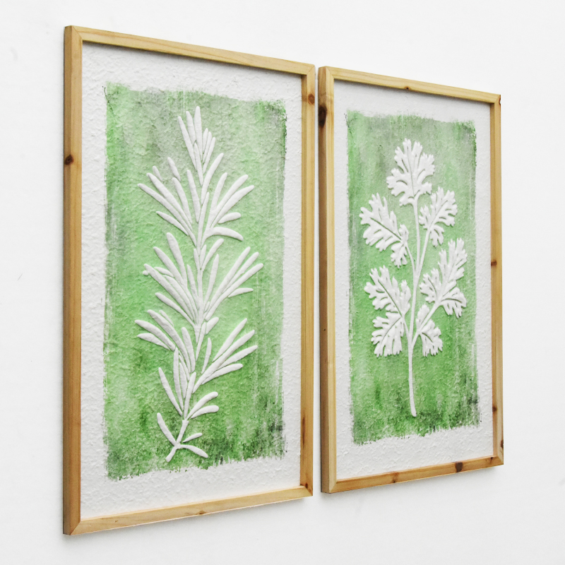 French Country Style Handmade Square Wood Framed Recycle Paper Print Wall Art for Living Room and Hotel Wall Decorative
