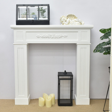 Luckywind Modern White Wood MDF Fireplace Mantel, Surround Mantels for Fireplace With Decorative Pattern Interior